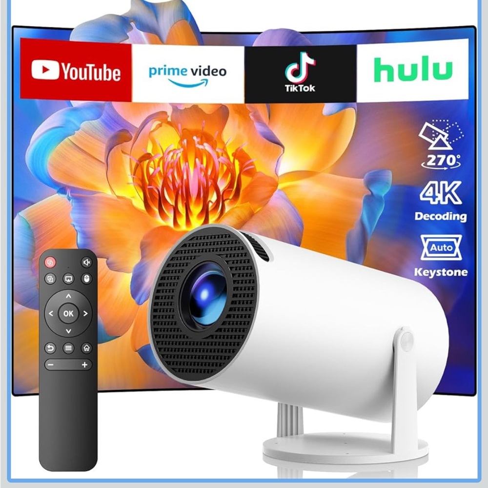 White 4K Projector with Remote